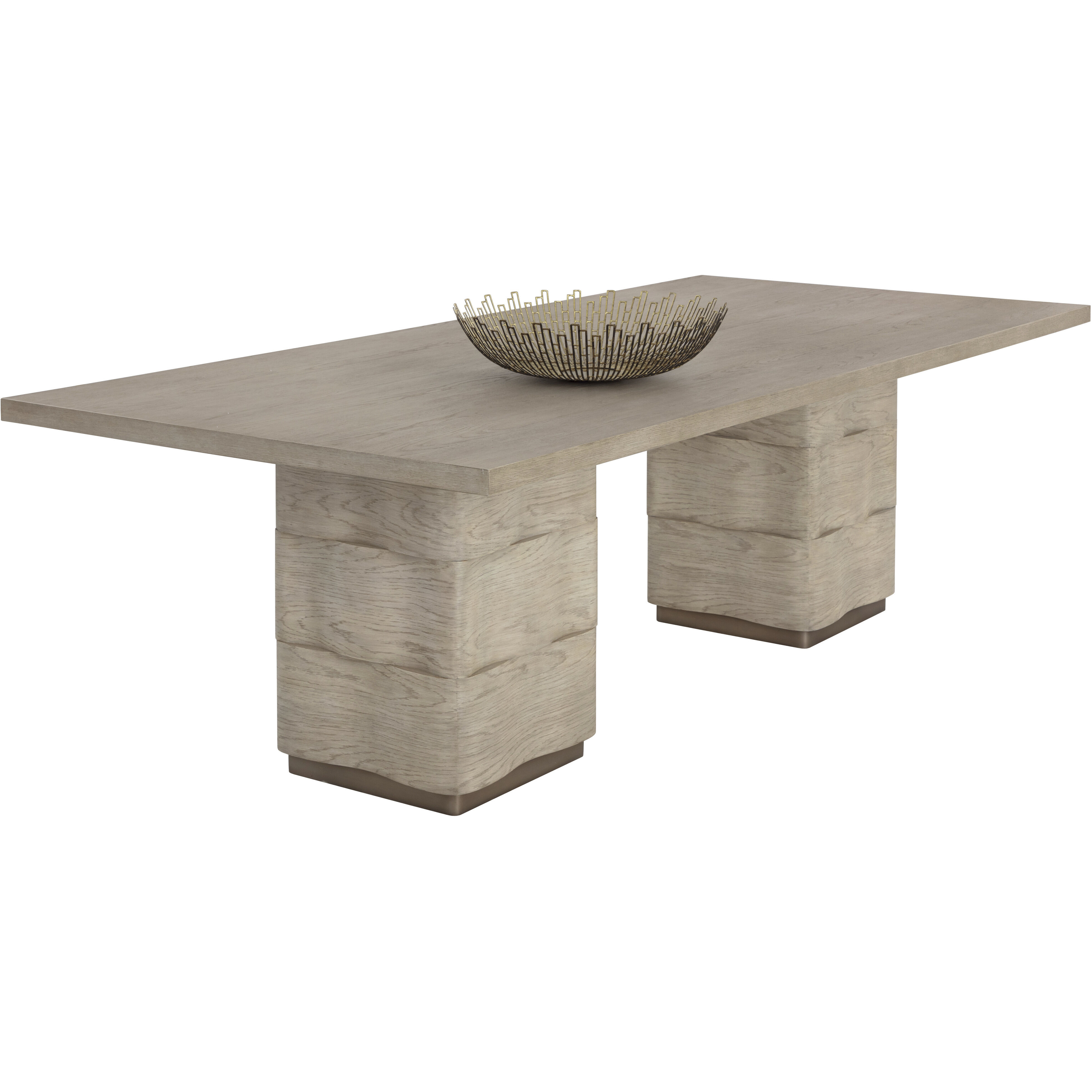 Hoyos 100 X 46 inch Light Wash / Warm Brass Dining Table